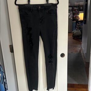 American Eagle Next Level Stretch Black Distressed Women's Jeans